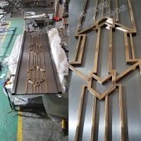 轻奢中式玫瑰金属不锈钢屏风花格镂空隔断定制