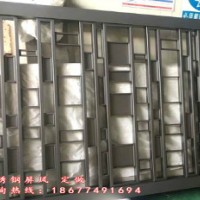中式玫瑰金属不锈钢屏风花格镂空隔断厂家