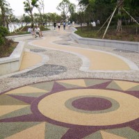 彩色砾石聚合物透水地坪，水洗石路面装饰，免费寄样块
