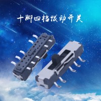 厂销立式十脚拨动开关 立式四档贴片滑动开关 耐温小波动开关