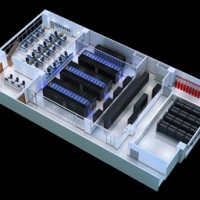 济南拼接屏中心大厅|网格桥架|电信机房效果图制作